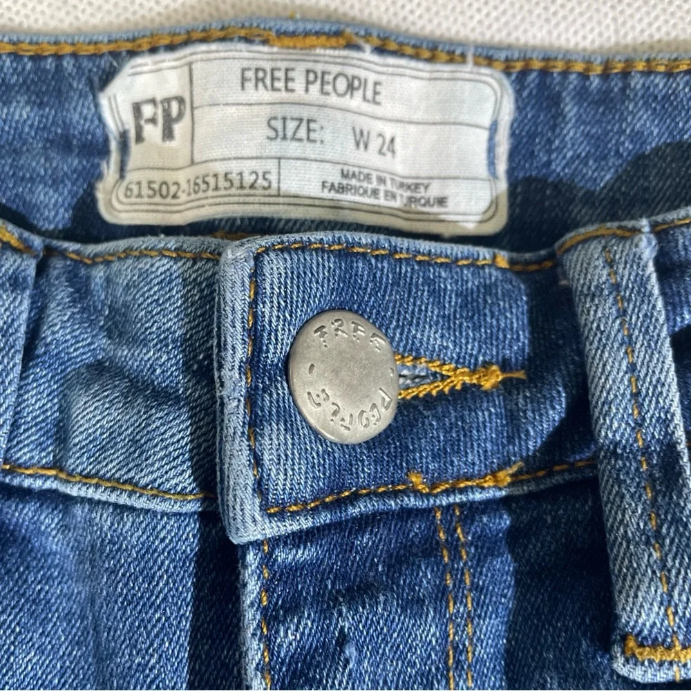 FP Free People Skinny Jeans Women's Size W24 Blue Mid Rise Medium Wash 5-Pocket - Picture 7 of 14